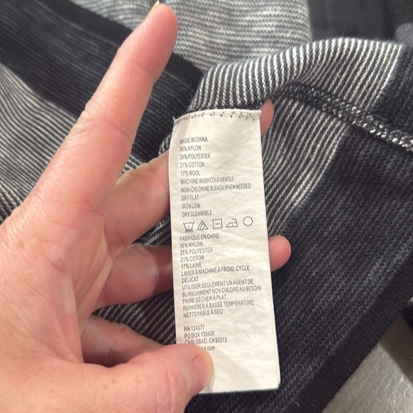 PRANA Tellie Sweater Pullover Charcoal Gray Striped 1/4 Zip Wool Blend Small - Picture 7 of 8